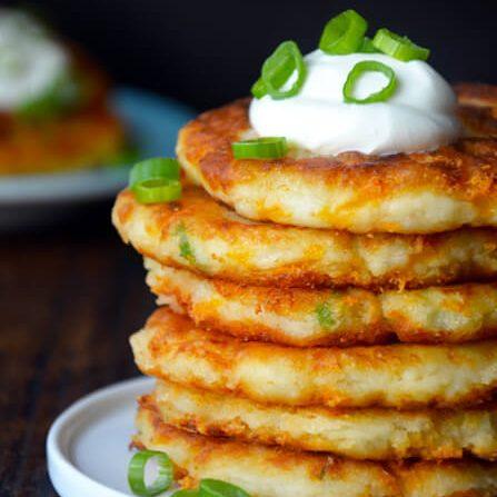 Cheesy Leftover Mashed Potato Pancakes