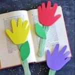 Hand Print Flower Diy Bookmarks For Kids