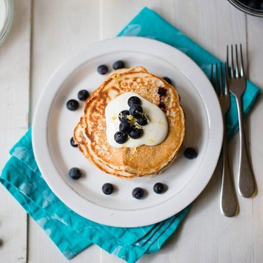 Lemon Blueberry High Protein Pancakes