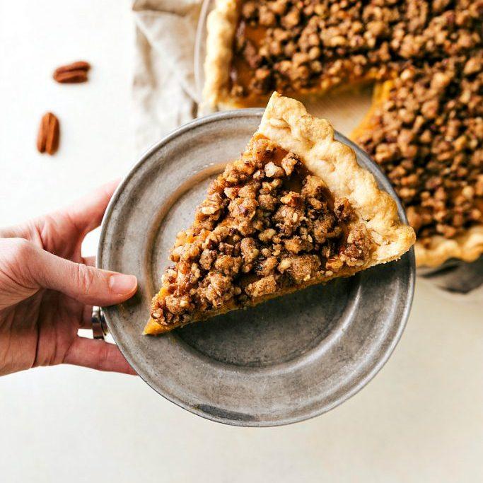 Pecan Streusel Pumpkin Pie