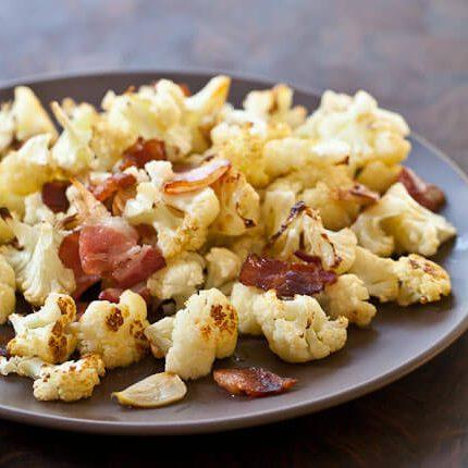 Roasted Cauliflower Recipe with Bacon and Garlic