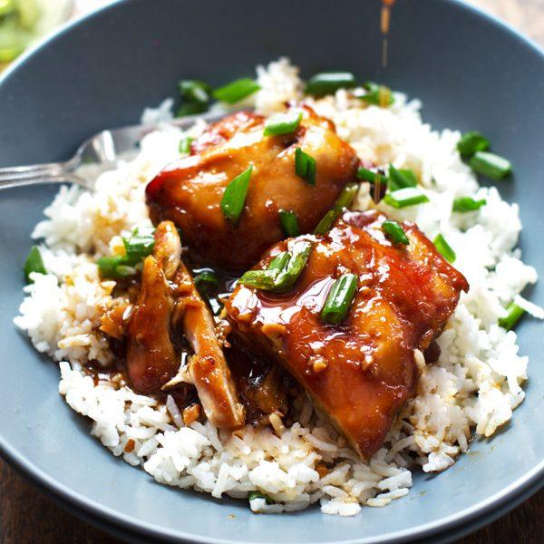 Sticky Bourbon Chicken With Rice