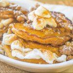 Sweet Potato Maple Pie Pancakes With Candied Walnuts And Marshmallows