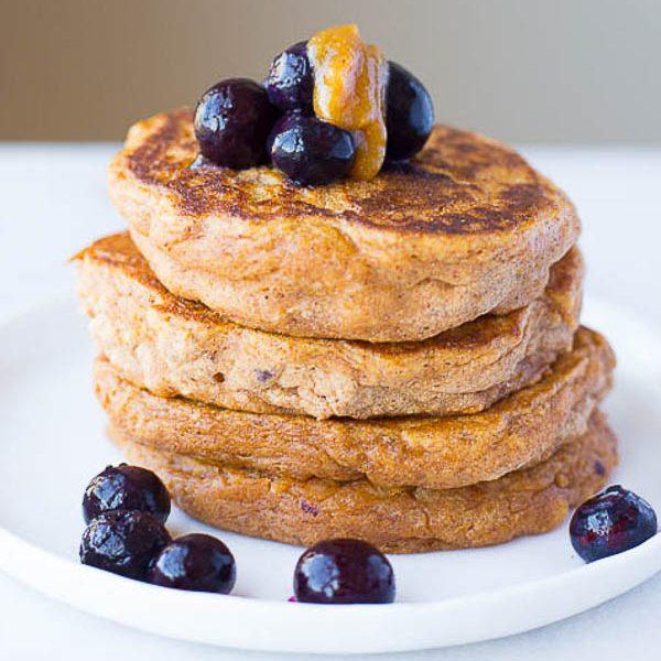 Sweet Potato Pancakes With Peanut Butter Maple Syrup