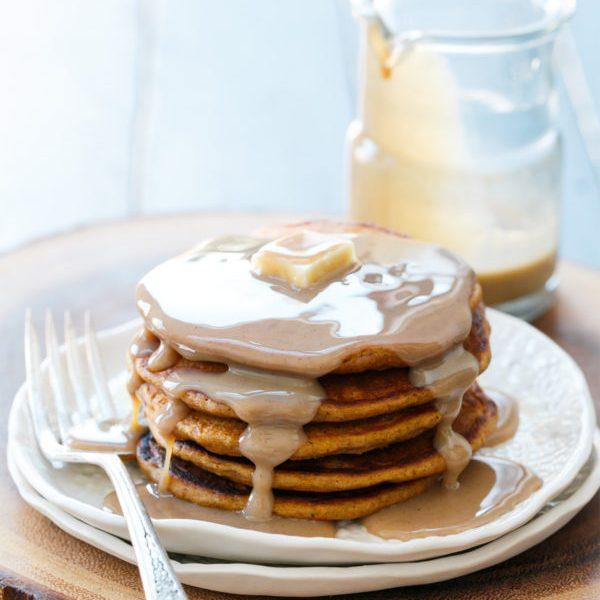 Sweet Potato Pancakes with Cinnamon Cream Syrup