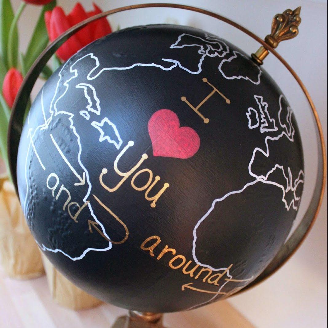 Upcycled Globe: I Love You Around The World And Back Again