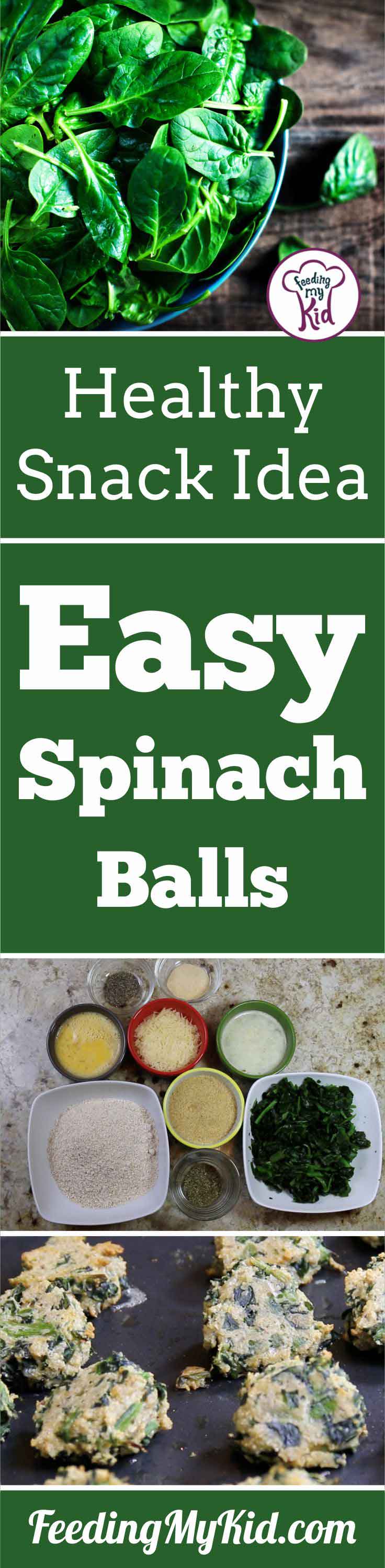 These spinach balls are easy to make and a great grab and go snack. They're the perfect healthy snack for toddlers and preschoolers.