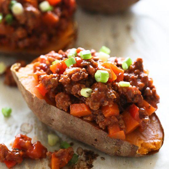 Sloppy Joe Baked Sweet Potatoes