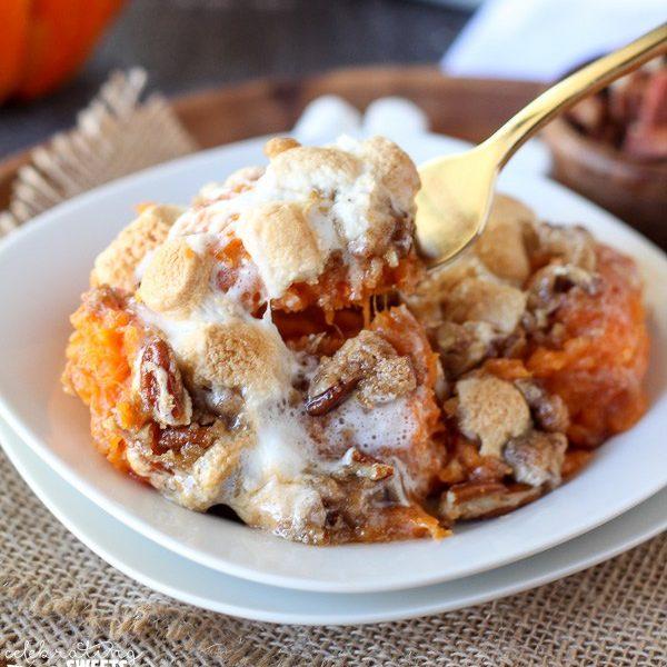 Sweet Potato Casserole With Marshmallow and Pecan Streusel