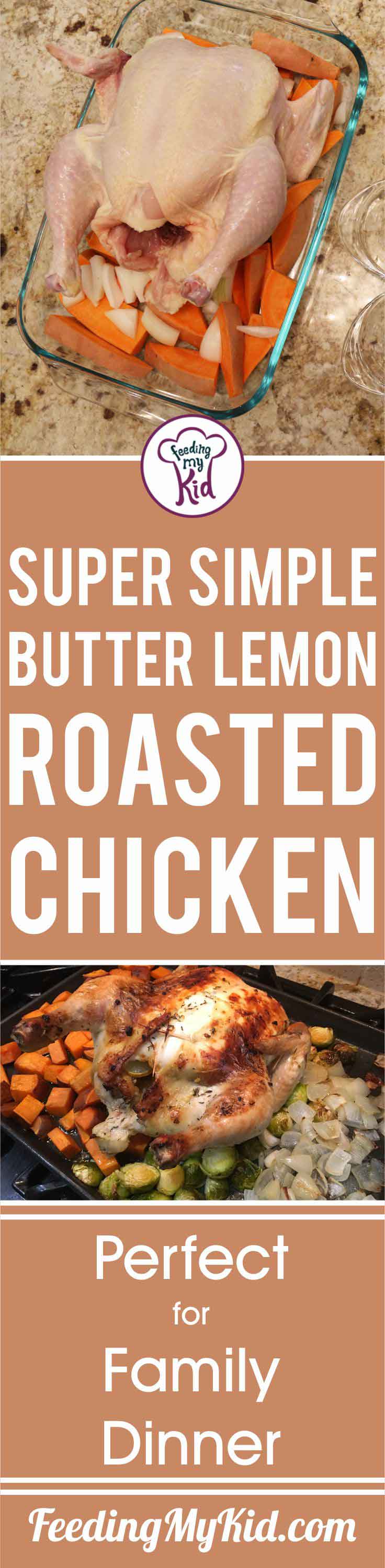 This lemon butter roast chicken is great for family dinners. Making a whole roast chicken is cost effective & perfect for meal planning for the entire week!