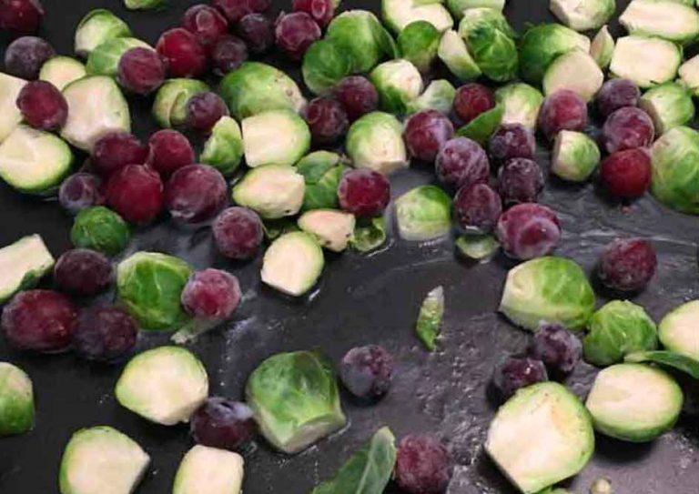 Roasted Brussels Sprouts with Grapes. Delicious!