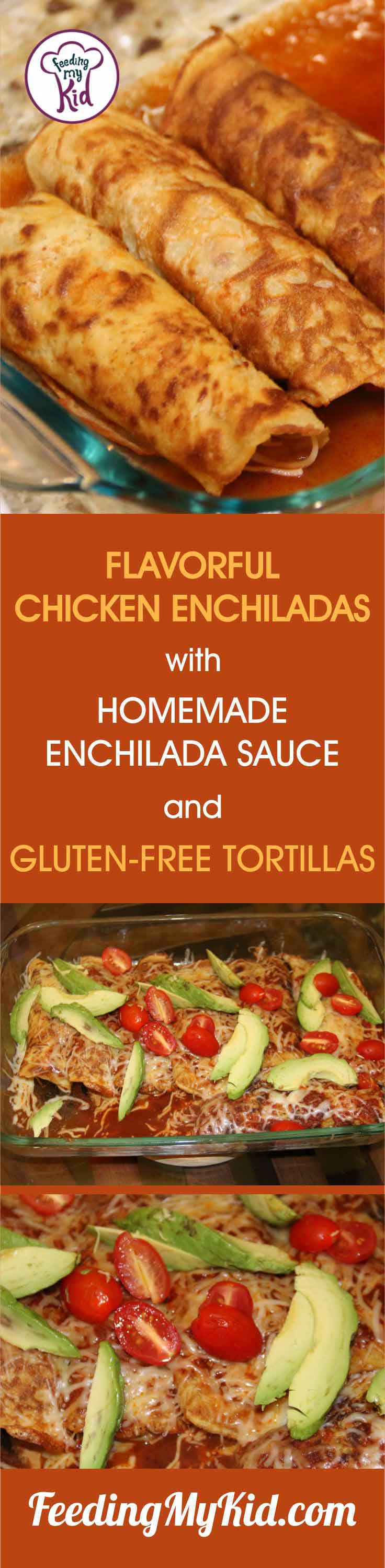 These chicken enchiladas use whole ingredients and are completely homemade. They make a great weeknight dinner, potluck dish, or dinner party dish.