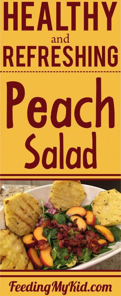 This peach salad is the perfect summertime meal! It's refreshing and filled with the great combo of avocado and bacon. Yum!