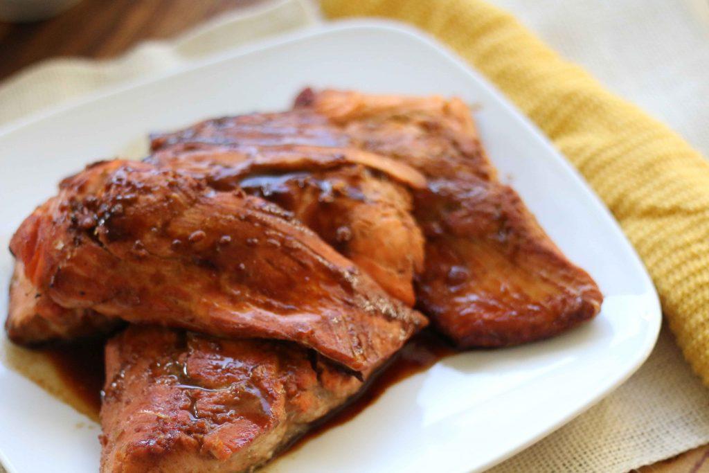 Pan Seared Salmon with a Soy Sauce and Honey Mustard Marinade