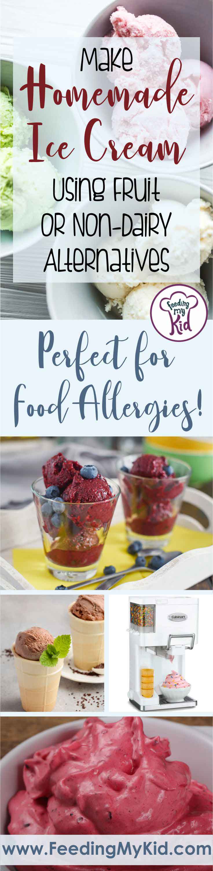 Homemade ice cream is a sure way to avoid ingredients that might spur an allergy attack. Use any fruit and dairy-free alternatives that you love!